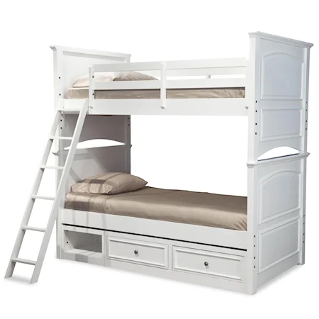 Classic Twin-over-Twin Size Bunk Bed with Underbed Storage Unit